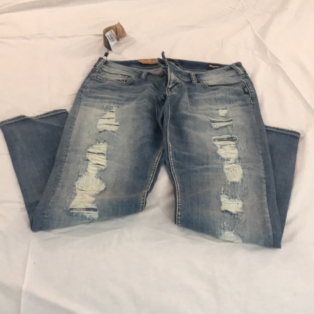 SILVER  DISTRESSED TUESDAY JEANS - Picture 5 of 6